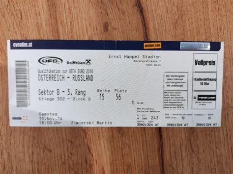 TICKET BILLET FOOTBALL collection Europe Autriche/Russie 15/11/2015 ...