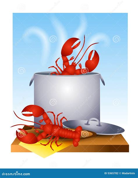 Fresh Cooked Lobster In The Pot Stock Illustration - Illustration of serving, waves: 5365782