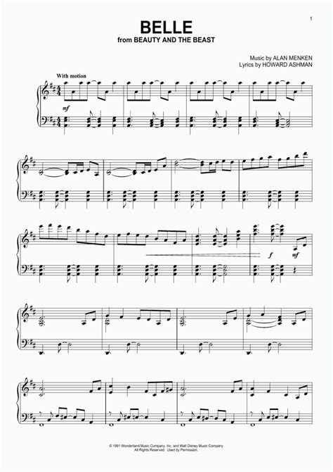 Belle Piano Sheet Music | OnlinePianist