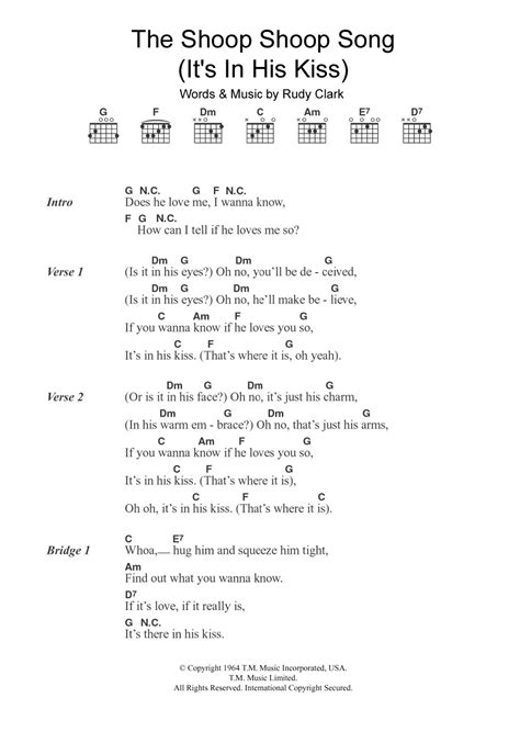 The Shoop Shoop Song (It's In His Kiss) by Cher - Guitar Chords/Lyrics - Guitar Instructor