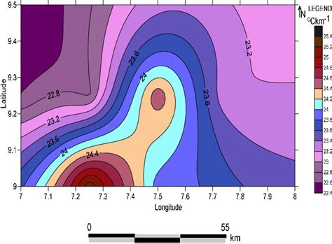 Geothermal gradient map of Abuja sheet 186 and Gitata sheet 187 | Download Scientific Diagram