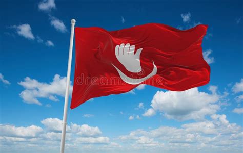 Flag of Anjouan 1997 2012, Africa at Cloudy Sky Background, Panoramic View. Flag Representing ...