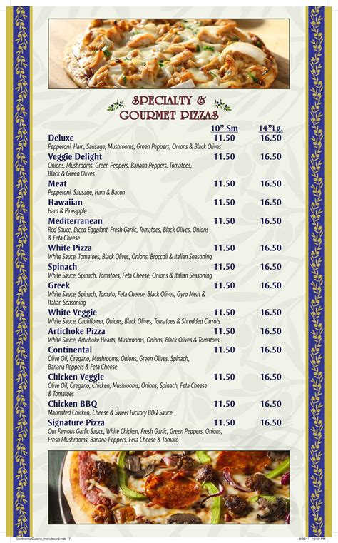 Continental Cuisine menu in Fairlawn, Ohio, USA