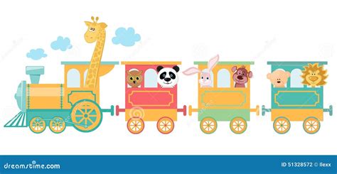 Funny Animal On Train. Vector Illustration | CartoonDealer.com #73013442