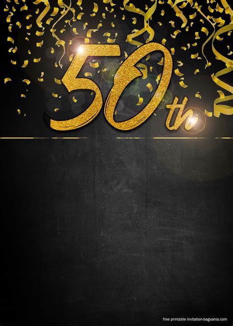 FREE 50th Golden Invitation Templates for Men – Printable | FREE Printable Birthday Invitation ...