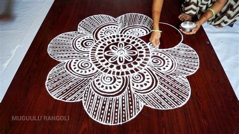 Muggulu designs without dots || free hand rangoli designs || muggulu ...