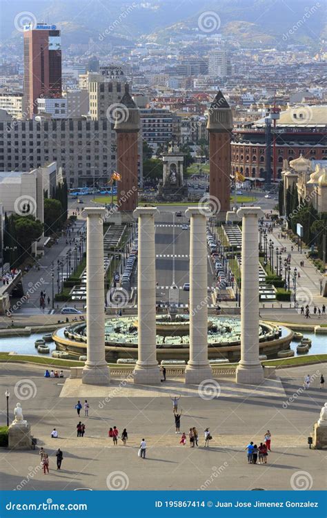 Cableway of Montjuic editorial stock image. Image of aerial - 195867414