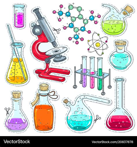 Set colorful of chemical laboratory equipment Vector Image