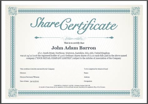 Template For Share Certificate | Free certificate templates, Certificate templates, Best templates