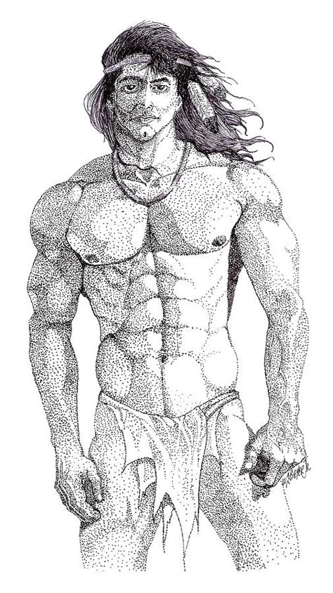 Native American Hunk Drawing by William Beyer - Pixels