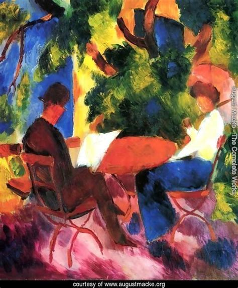 August Macke Couple At The Garden Table Painting Reproduction ...