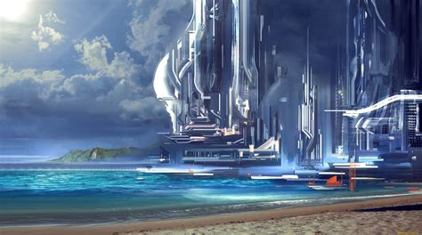 futuristic, Science fiction, Artwork, Ports, Building Wallpapers HD / Desktop and Mobile Backgrounds