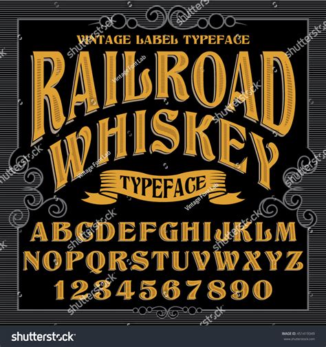 Font. Vintage Label Typeface - Railroad Whiskey - Vintage Label Font Stock Vector 451419349 ...