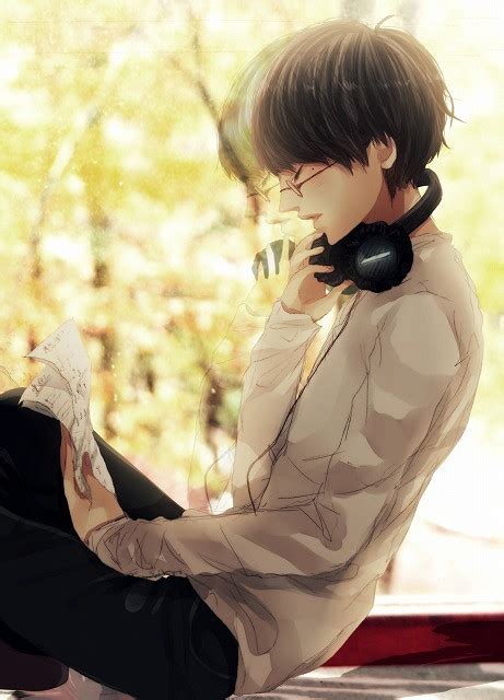 Headphone Anime Boy Listening To Music - Dengan Santai