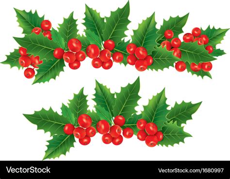 Christmas garland holly berries Royalty Free Vector Image