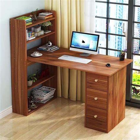 Chloe computer table for desktop side book shelf table home office desk table computer desk ...