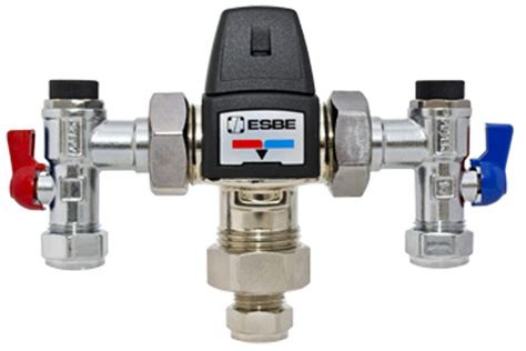 ESSCO TMV3 THERMOSTATIC MIX. VALVE VTA353 X 22MM C/W 4 IN 1 ANGLE CONNS, NRV & MESH STRAINERS ...