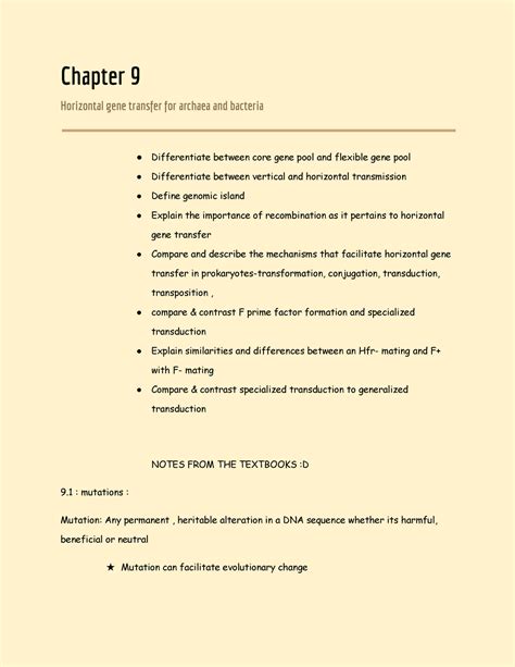 Chapter 9 - lecture notes on bacterial genes, gene mutation, mutagens, horizontal and vertical ...