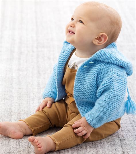 Garter Stitch Baby Hoodie Sweater Free Knitting Pattern