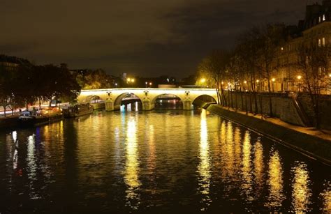 Seine River At Night Free Stock Photo - Public Domain Pictures