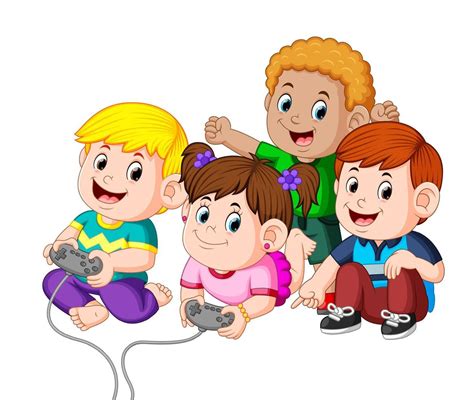 kids playing video games together 13799125 Vector Art at Vecteezy