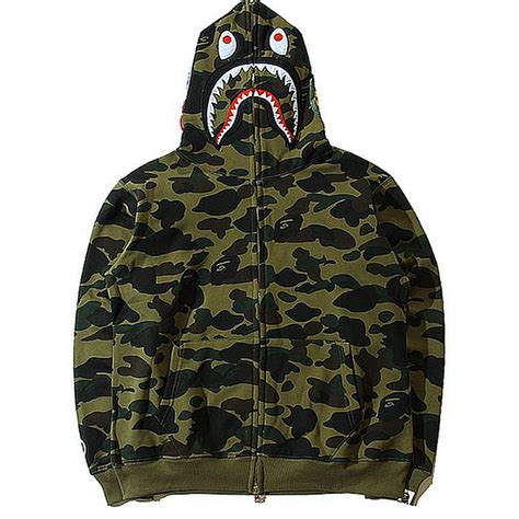 A Bathing Ape Bape WGM Camo Shark Hoodie (Army/Green)