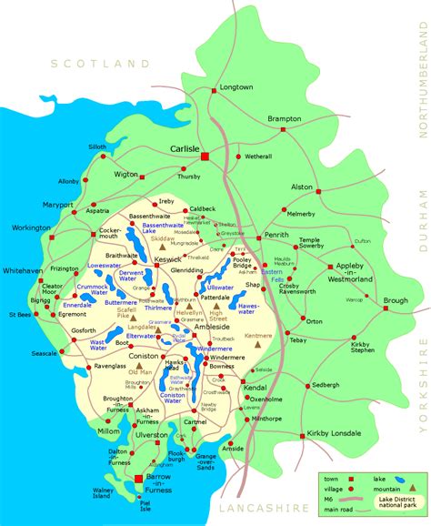 The Lake District England Map