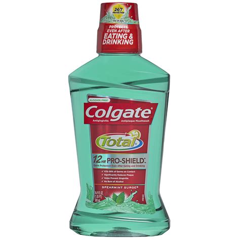 Colgate Total Antibacterial Alcohol Free Mouthwash, Spearmint Surge ...