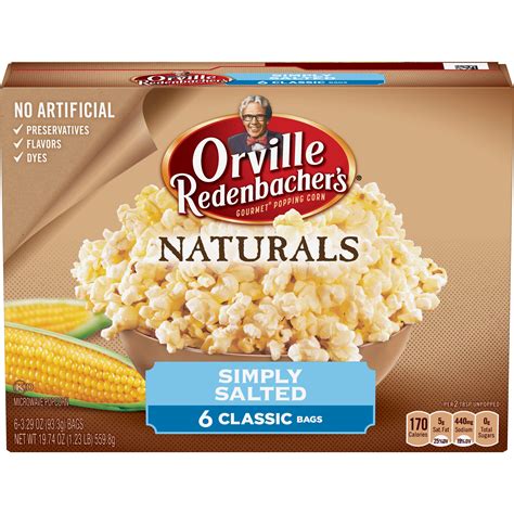 Orville Redenbacher's Naturals Simply Salted Microwave Popcorn, 3.29 Oz. (6 Ct) - Walmart.com