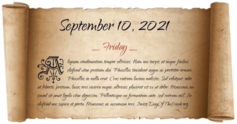 What Day Of The Week Was September 10, 2021?