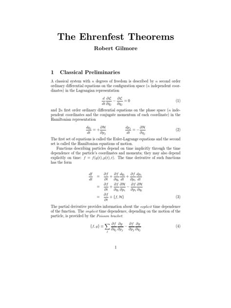 Ehrenfest Theorem Proof | PDF | Hamiltonian Mechanics | Condensed Matter Physics