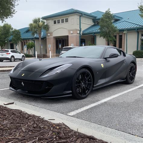 Matte Black 2020 Ferrari 812 Superfast in the DMV parking lot : r/carporn