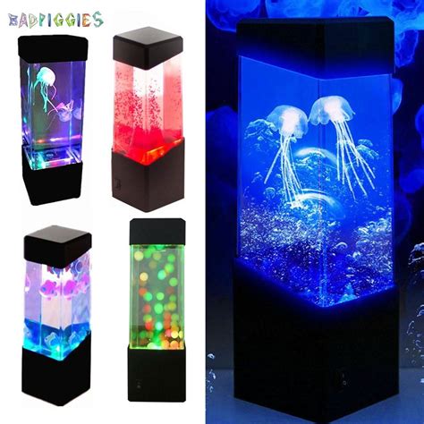 BadPiggies Led Jellyfish Tank Night Light Electric Variable Color Table Aquarium Lamp for Kids ...