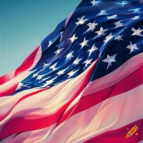 Highly detailed american flag waving in the wind