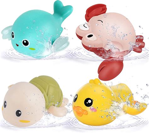 Bath Toys - 4 Pcs Wind Up Bath Toys for Toddlers,Bath Animal Set for Shower Bath Tub Pool Party ...