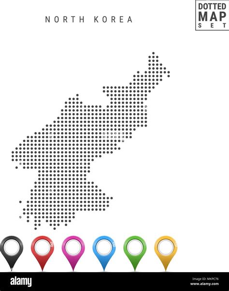 Vector Dotted Map of North Korea. Simple Silhouette of North Korea. Set ...