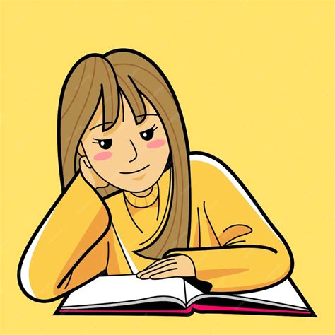 Premium Vector | Cute girl read book illustration