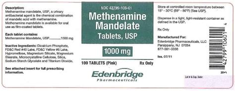 Methenamine Mandelate Tablets - FDA prescribing information, side ...