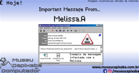 O vírus de computador Melissa de 1999 – MCC - Museu Capixaba do Computador