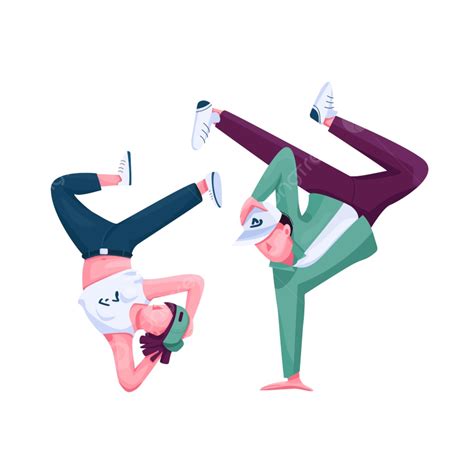 Couple Participating In Breakdance Competition Semi Flat Color Vector Characters, Hiphop ...