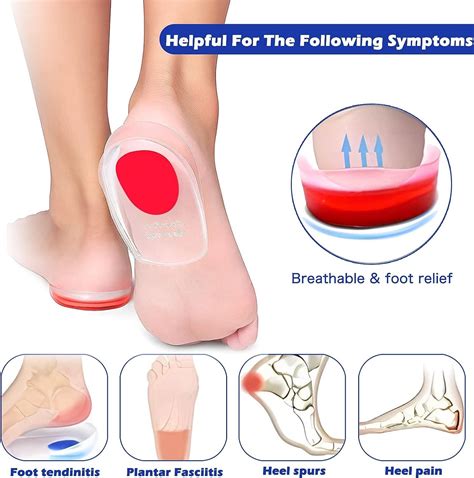 Silicone Gel Heel Cup Liner for Plantar Fasciitis & Heel Pain - Achilles Tendon Treatment ...