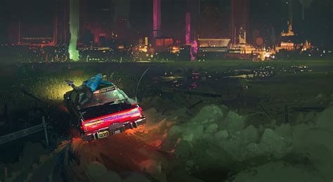 futuristic, car, Cyberpunk 2077, ArtStation, fan art, digital painting, video games, Ismail ...