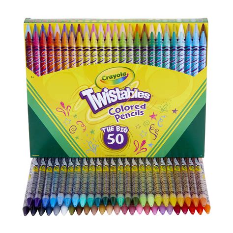 Crayola Twistables Colored Pencil Set (50ct), No Sharpen Colored ...