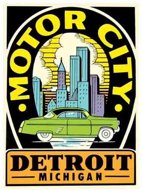 Vintage 1950 s style motor city detroit mi michigan retro travel decal sticker state map – Artofit