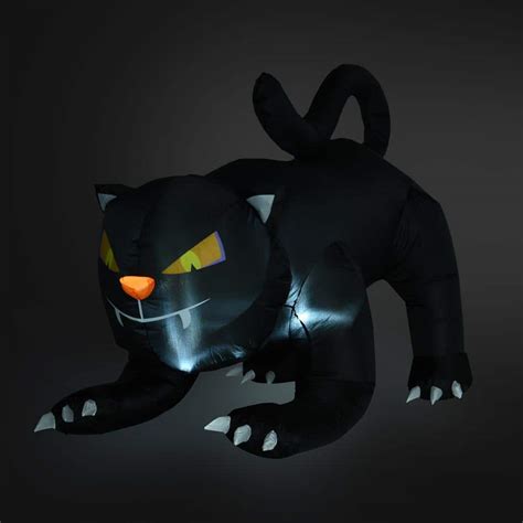 Outsunny 6 ft. LED Giant Creeping Black Cat Halloween Inflatable 830-098 - The Home Depot