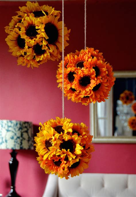 DIY Hanging Sunflower Pendants (Sunflower Kissing Balls) - Always Order Dessert