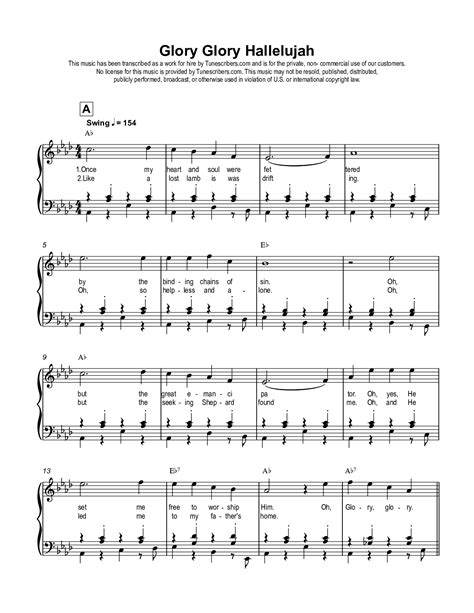 Tunescribers | Glory Glory Hallelujah | Sheet Music