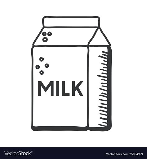 Milk box hand draw and line style icon Royalty Free Vector