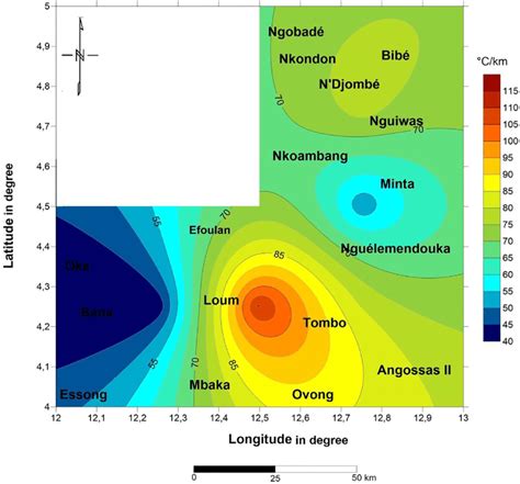 Geothermal gradient map of the study area. | Download Scientific Diagram