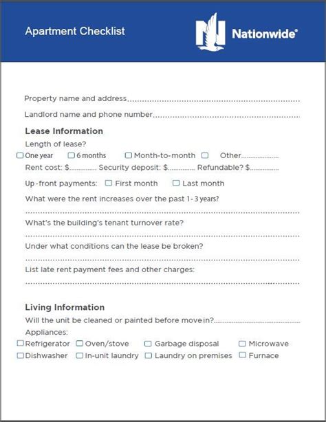 Use This Printable Apartment Hunting Checklist